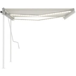 VidaXL Auvent Manuel Rétractable Avec LED 4x3 M Crème - Crème -Pergola Soldes 49923586 4