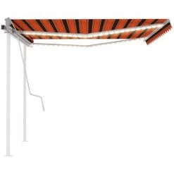 VidaXL Auvent Manuel Rétractable Avec LED 4x3 M Orange Et Marron - Orange 10 VidaXL Auvent Manuel Rétractable Avec LED 4x3 M Orange Et Marron - Orange -Pergola Soldes 49923595 4