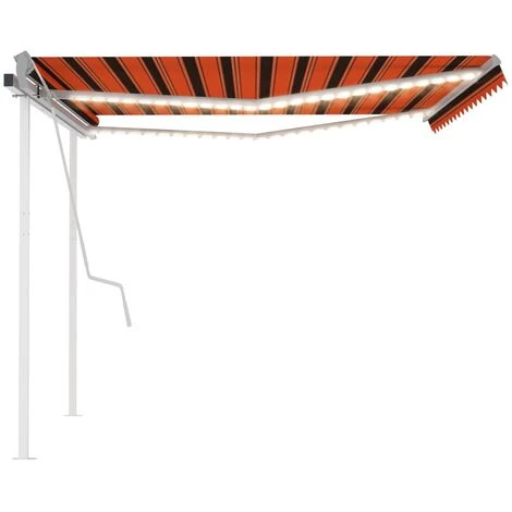 VidaXL Auvent Manuel Rétractable Avec LED 4x3 M Orange Et Marron - Orange 6 VidaXL Auvent Manuel Rétractable Avec LED 4x3 M Orange Et Marron - Orange – Image 4