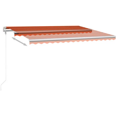 VidaXL Auvent Manuel Rétractable Avec LED 4x3 M Orange Et Marron - Orange 7 VidaXL Auvent Manuel Rétractable Avec LED 4x3 M Orange Et Marron - Orange – Image 5