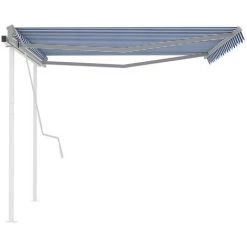 VidaXL Auvent Manuel Rétractable Avec Poteaux 4,5x3 M Bleu Et Blanc - Bleu -Pergola Soldes 49923610 4