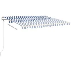 VidaXL Auvent Manuel Rétractable Avec Poteaux 4,5x3 M Bleu Et Blanc - Bleu -Pergola Soldes 49923610 5