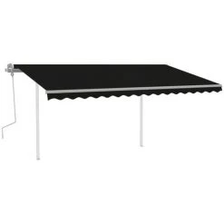 VidaXL Auvent Manuel Rétractable Avec Poteaux 4,5x3 M Anthracite - Anthracite -Pergola Soldes 49923613 2