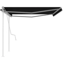 VidaXL Auvent Manuel Rétractable Avec Poteaux 4,5x3 M Anthracite - Anthracite -Pergola Soldes 49923613 4