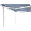 VidaXL Auvent Manuel Rétractable Avec LED 5x3 M Bleu Et Blanc - Bleu -Pergola Soldes 49923629 1