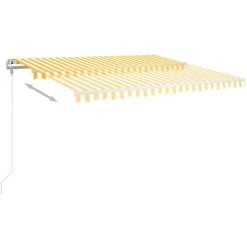 VidaXL Auvent Manuel Rétractable Avec Poteaux 4x3,5 M Jaune Et Blanc - Jaune -Pergola Soldes 49923637 5