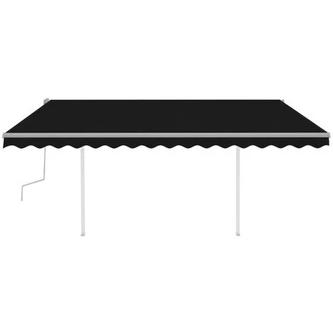 VidaXL Auvent Manuel Rétractable Avec Poteaux 4,5x3,5 M Anthracite - Anthracite 5 VidaXL Auvent Manuel Rétractable Avec Poteaux 4,5x3,5 M Anthracite - Anthracite – Image 3