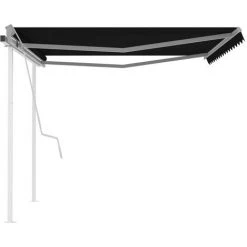 VidaXL Auvent Manuel Rétractable Avec Poteaux 4,5x3,5 M Anthracite - Anthracite 10 VidaXL Auvent Manuel Rétractable Avec Poteaux 4,5x3,5 M Anthracite - Anthracite -Pergola Soldes 49923659 4