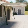 VidaXL Auvent Manuel Rétractable Avec LED 4x3 M Crème - Crème -Pergola Soldes 49923697 1