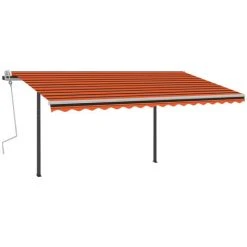VidaXL Auvent Manuel Rétractable Avec LED 4x3 M Orange Et Marron - Orange -Pergola Soldes 49923701 3