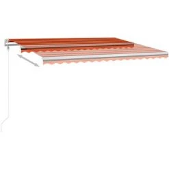 VidaXL Auvent Manuel Rétractable Avec LED 4x3 M Orange Et Marron - Orange -Pergola Soldes 49923701 4