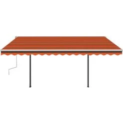 VidaXL Auvent Manuel Rétractable Avec LED 4x3 M Orange Et Marron - Orange -Pergola Soldes 49923701 5