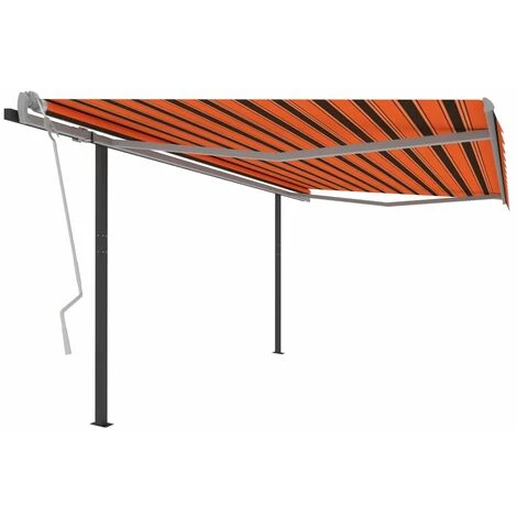 VidaXL Auvent Rétractable Automatique Et Poteaux 4x3m Orange Et Marron - Orange 4 VidaXL Auvent Rétractable Automatique Et Poteaux 4x3m Orange Et Marron - Orange – Image 2