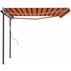 VidaXL Auvent Rétractable Automatique Et Poteaux 4x3m Orange Et Marron - Orange 11 VidaXL Auvent Rétractable Automatique Et Poteaux 4x3m Orange Et Marron - Orange -Pergola Soldes 49923707 5
