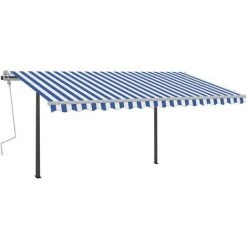 VidaXL Auvent Manuel Rétractable Avec LED 4,5x3 M Bleu Et Blanc - Bleu -Pergola Soldes 49923723 3