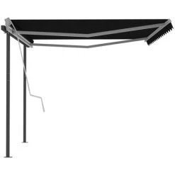 VidaXL Auvent Manuel Rétractable Avec Poteaux 4x3,5 M Anthracite - Anthracite -Pergola Soldes 49923781 2