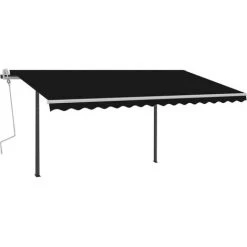 VidaXL Auvent Manuel Rétractable Avec Poteaux 4x3,5 M Anthracite - Anthracite -Pergola Soldes 49923781 5