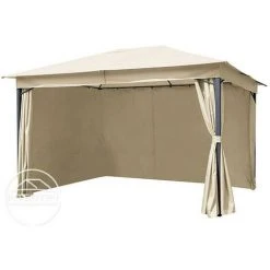 INTENT24.FR Rideaux (set De 4 Toiles) Pour Tonnelle De Jardin INTENT24 Sunset Classic 3x4 M Couleur Champagne - Champagne -Pergola Soldes 50003597 3