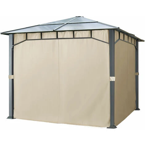 INTENT24.FR Rideaux (set De 4 Toiles) Pour Tonnelle De Jardin INTENT24 Sunset Deluxe 3x3 M, Couleur Champagne - Champagne 3 INTENT24.FR Rideaux (set De 4 Toiles) Pour Tonnelle De Jardin INTENT24 Sunset Deluxe 3x3 M, Couleur Champagne - Champagne