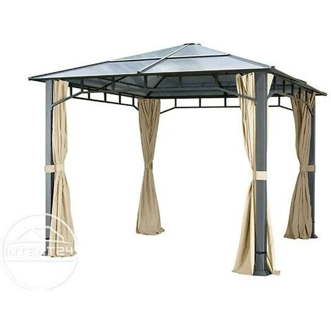 INTENT24.FR Rideaux (set De 4 Toiles) Pour Tonnelle De Jardin INTENT24 Sunset Deluxe 3x3 M, Couleur Champagne - Champagne 4 INTENT24.FR Rideaux (set De 4 Toiles) Pour Tonnelle De Jardin INTENT24 Sunset Deluxe 3x3 M, Couleur Champagne - Champagne – Image 2