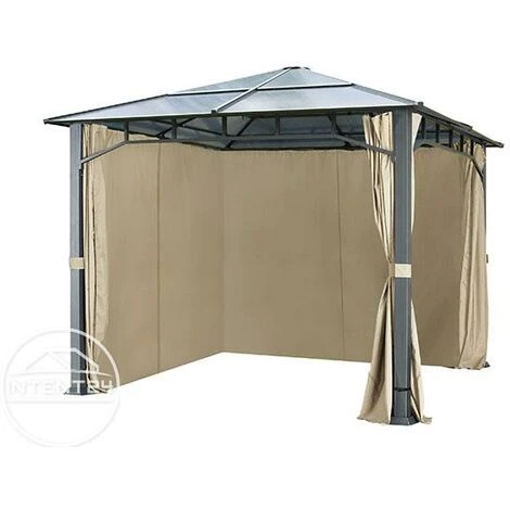 INTENT24.FR Rideaux (set De 4 Toiles) Pour Tonnelle De Jardin INTENT24 Sunset Deluxe 3x3 M, Couleur Champagne - Champagne 5 INTENT24.FR Rideaux (set De 4 Toiles) Pour Tonnelle De Jardin INTENT24 Sunset Deluxe 3x3 M, Couleur Champagne - Champagne – Image 3