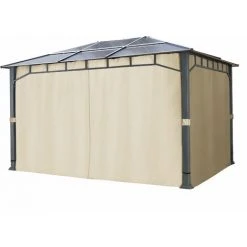 INTENT24.FR Rideaux (set De 4 Toiles) Pour Tonnelle De Jardin INTENT24 Sunset Deluxe 3x4 M, Couleur Champagne - Champagne