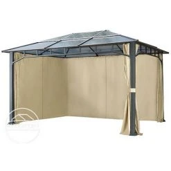 INTENT24.FR Rideaux (set De 4 Toiles) Pour Tonnelle De Jardin INTENT24 Sunset Deluxe 3x4 M, Couleur Champagne - Champagne -Pergola Soldes 50003629 3