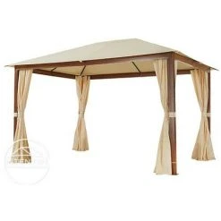 INTENT24.FR Rideaux (set De 4 Toiles) Pour Tonnelle De Jardin INTENT24 Forest Premium 3x4 M, Couleur Champagne - Champagne