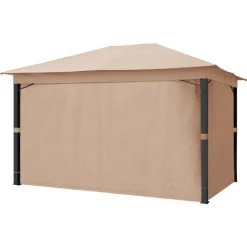 INTENT24.FR Rideaux (set De 4 Toiles) Pour Tonnelle De Jardin INTENT24 Sunset Premium, 3x4 M, Cappuccino - Taupe