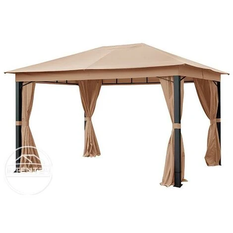 INTENT24.FR Rideaux (set De 4 Toiles) Pour Tonnelle De Jardin INTENT24 Sunset Premium, 3x4 M, Cappuccino - Taupe 4 INTENT24.FR Rideaux (set De 4 Toiles) Pour Tonnelle De Jardin INTENT24 Sunset Premium, 3x4 M, Cappuccino - Taupe – Image 2