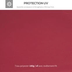 Outsunny Toile De Rechange Pour Pavillon Tonnelle Tente 3 X 3 M Polyester Haute Densité 180 G/m² Bordeaux - Rouge -Pergola Soldes 50909175 5
