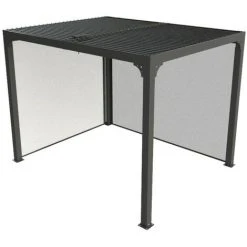 Habrita Pergola Bioclimatique + Rideau Manuel Côté 3 M, Rideau Manuel Côté 2,40 M - 7,20 M2 - Alu -Pergola Soldes 50922297 2