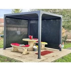 Habrita Pergola Bioclimatique + Rideau Manuel Côté 3 M, Rideau Manuel Côté 2,40 M - 7,20 M2 - Alu -Pergola Soldes 50922297 3
