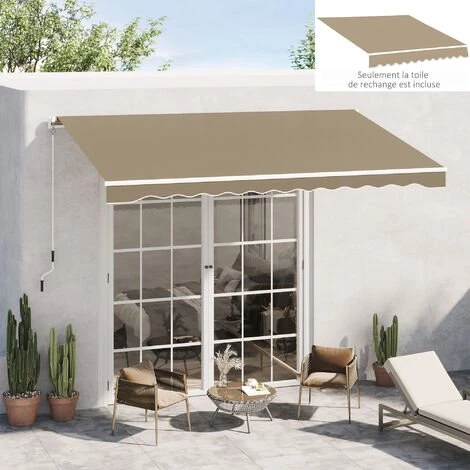 Outsunny Toile De Rechange Store Banne - Lambrequin Vagues Douces - Polyester Haute Densité 280 G/m² Anti-UV Dim. 3,82L X 2,4l (avancée) M Café Latte - Marron 4 Outsunny Toile De Rechange Store Banne - Lambrequin Vagues Douces - Polyester Haute Densité 280 G/m² Anti-UV Dim. 3,82L X 2,4l (avancée) M Café Latte - Marron – Image 2