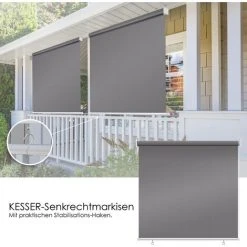 KESSER® Store Vertical Store Vertical Marquise De Balcon Protection Visuelle Protection Solaire Store Latéral Ombrage, Store De Balcon Stable Et Résistant Aux Intempéries, Pour Balcon, Terrasse, Jardin, Anthracite, Gris, 160x140cm (de) -Pergola Soldes 51246719 5