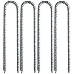 VERSAILLESFR 30 Cm - Piquets D'armature En Acier Galvanisé - Piquets D'ancrage En U - Piquets D'ancrage Pour Tentes, Tonnelles, Châteaux, Tentes, Trampolines, Trampolines, Filets De Football, Etc 4 Pièces -Versailles