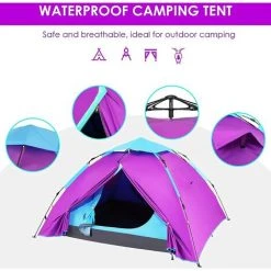 AICOK Tente De Camping Autoportante | Tente Dôme Double Couche, Imperméable, Coupe-vent, Peut être Montée Rapidement, Convient Pour Le Camping Familial Et La Randonnée En Plein Air | 210 X 190 X 120 Cm -Pergola Soldes 51310627 3