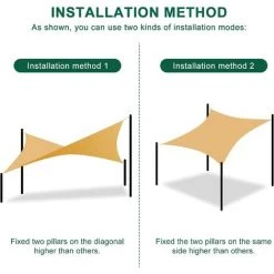 BARES Voile D'ombrage Rectangulaire Anti-UV, Imperméable, Résistant Aux Intempéries, Durable, Parfait Pour Terrasse, Jardin, Activités De Plein Air Avec Corde Gratuite (2 X 3 M, Beige) -Pergola Soldes 51394828 3