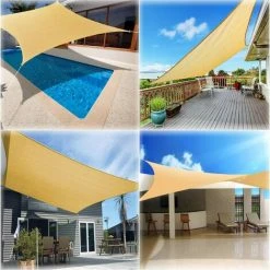 BARES Voile D'ombrage Rectangulaire Anti-UV, Imperméable, Résistant Aux Intempéries, Durable, Parfait Pour Terrasse, Jardin, Activités De Plein Air Avec Corde Gratuite (2 X 3 M, Beige) -Pergola Soldes 51394828 5