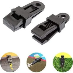 LITZEE Plastique Auvent Pince Clip Pour Auvent De Tente De Camping Clips De Bâche Polyvalents Fixer La Tente Clip Pour Les Activités De Plein Air Camping Agriculture Jardin 10 Pièces (Noir) -Pergola Soldes 51553278 3
