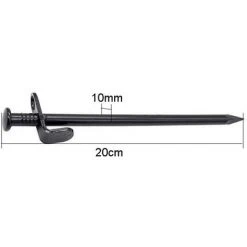 KARTOKNER Piquets De Tente De 20 Cm, 12 Piquets De Tente Très Résistants En Acier Au Carbone Avec Crochet Et Trou Pour Le Camping/auvent/bâche/filet De Jardin/auvent -Pergola Soldes 51606447 4