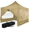 INSTENT Tonnelle PRO 3x3m, Alu, 4 Panneaux Inclus, Couleur Beige, Avec Sac De Transport à Roulettes