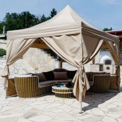 INSTENT Tonnelle PRO 3x3m, Alu, 4 Panneaux Inclus, Couleur Beige, Avec Sac De Transport à Roulettes -Pergola Soldes 51770112 3