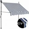 YOUTHUP Auvent Manuel Rétractable Avec LED 200 Cm Bleu Et Blanc - Multicolore 2 YOUTHUP Auvent Manuel Rétractable Avec LED 200 Cm Bleu Et Blanc - Multicolore -Pergola Soldes 51858582 1