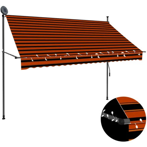 YOUTHUP Auvent Manuel Rétractable Avec LED 250 Cm Orange Et Marron - Multicolore 3 YOUTHUP Auvent Manuel Rétractable Avec LED 250 Cm Orange Et Marron - Multicolore