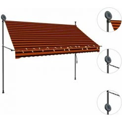YOUTHUP Auvent Manuel Rétractable Avec LED 250 Cm Orange Et Marron - Multicolore 8 YOUTHUP Auvent Manuel Rétractable Avec LED 250 Cm Orange Et Marron - Multicolore -Pergola Soldes 51858598 2