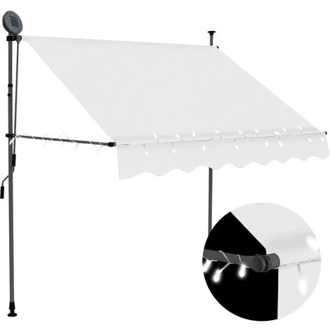 YOUTHUP Auvent Manuel Rétractable Avec LED 150 Cm Crème - Crème 3 YOUTHUP Auvent Manuel Rétractable Avec LED 150 Cm Crème - Crème