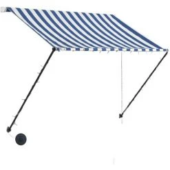 YOUTHUP Auvent Rétractable Avec LED 150x150 Cm Bleu Et Blanc - Bleu -Pergola Soldes 51858629 3