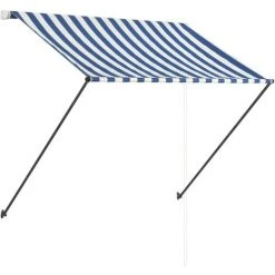 YOUTHUP Auvent Rétractable Avec LED 150x150 Cm Bleu Et Blanc - Bleu -Pergola Soldes 51858629 4