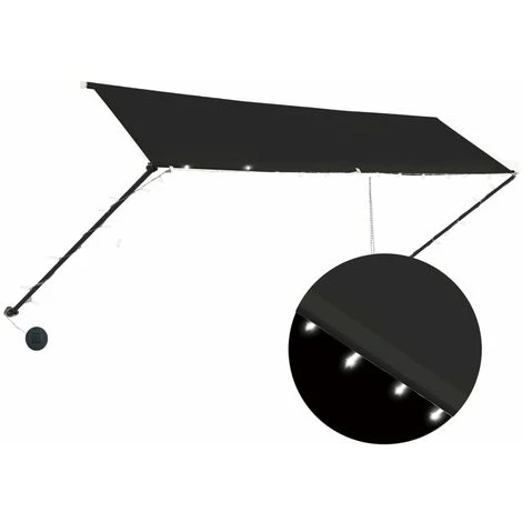 YOUTHUP Auvent Rétractable Avec LED 400x150 Cm Anthracite - Gris 4 YOUTHUP Auvent Rétractable Avec LED 400x150 Cm Anthracite - Gris – Image 2